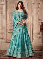 Premium Silk Sky Blue Wedding Wear Zarkan Work Lehenga Choli